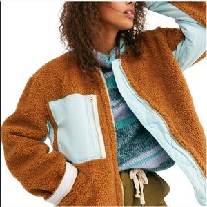 Free People Amber Combo Sherpa Zip Up Jacket